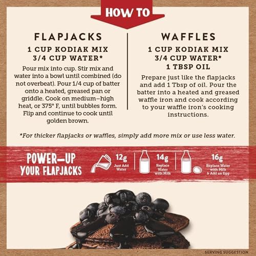 Kodiak Cakes Protein Pancake Power Cakes, Flapjack and Waffle Baking Mix, Dark Chocolate, 18 Ounce (Pack of 6)