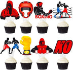 C L cooper life 48pcs Boxing Cupcake Toppers Boxing Birthday Party Decorations Red Boxing Cupcake Toppers decorations for Gloves Sports Boxing Party Fight Wrestler Baby Shower Supplies