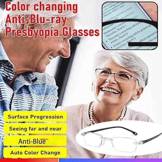 Anti-Blue Light Presbyopia Glasses Auto Zoom Smart Look Far and Near for Reading Computer or TV