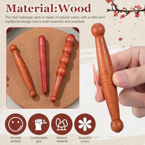 Healifty 3Pcs Wooden Reflexology Sticks Foot Hand Massage Wooden Stick Tools Thai Face Neck Back Waist Massager Trigger Points