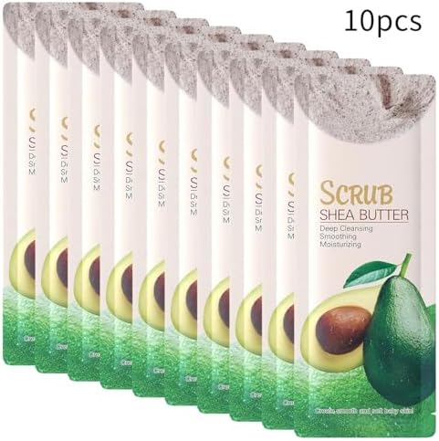Shea Butter Body Scrub Pack: 10 Units for Gentle, Daily Skin Cleansing Green One Size