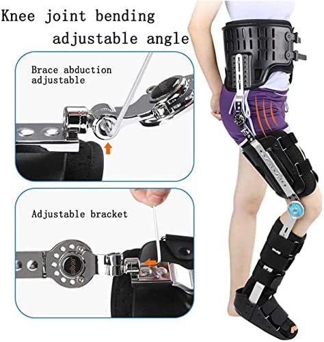 Hip Knee Ankle Foot Orthosis, Knee Support Brace Adjustable Knee Orthosis Arthritis, Fixed Thigh Knee Joint Ankle Foot, Adjustable Full Leg Stabilizer Knee Orthosis Splin,Black-S