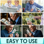 Compact Magnifying Glass with Lights,45X 10X Small Handheld Lighted Magnifier, 3 LED Light Magnifying Glass for Reading Small Prints & Low Vision Seniors Rectangle 1PACK