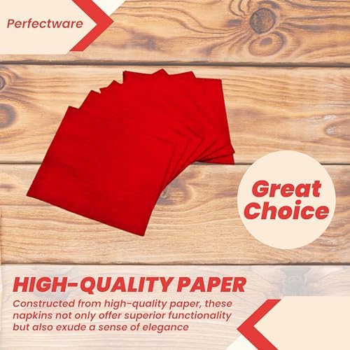 Perfectware - PW-2 Ply Red Bev-250 2 Ply Red Beverage Napkins- Pack of 250ct