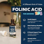 Organic FolinicActive Kids - Folinic Acid + B12, B6 & B2 Cofactors - Gentle Methylation Support for Mood, Energy & Cognition, Age Adjustable Dosing for Kids 1-18, Non GMO, Vegan, Berry Flavor (60mL)