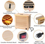 Far-Infrared Sauna Heater 110V 2KW Plug-in(20Amp) for 35-140 cu.ft Home Hotel Dry Sauna, High Heating Efficiency, Stone-Free, Hemlock Wood, Touch+WiFi, Max 165 °F Adjustable (2000W)