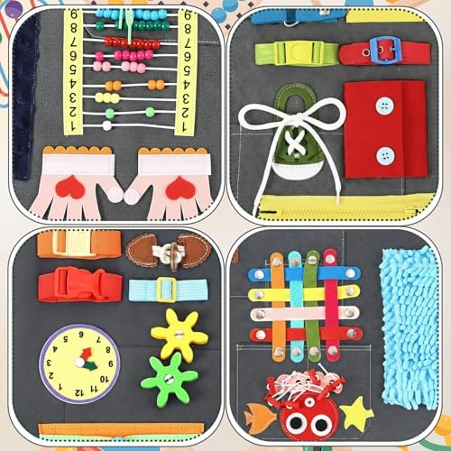 Fidget Apron for Elderly Fidget Blanket for Dementia Alzheimer's Therapy Activity Apron Anxiety Relief supplies(Grey)