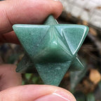 Fekuar Green Aventurine Crystal Merkaba Star for Healing Reiki Spiritual Divine Therapy Energy, Pocket Stone Eight-Pointed Stars 1"(25mm)