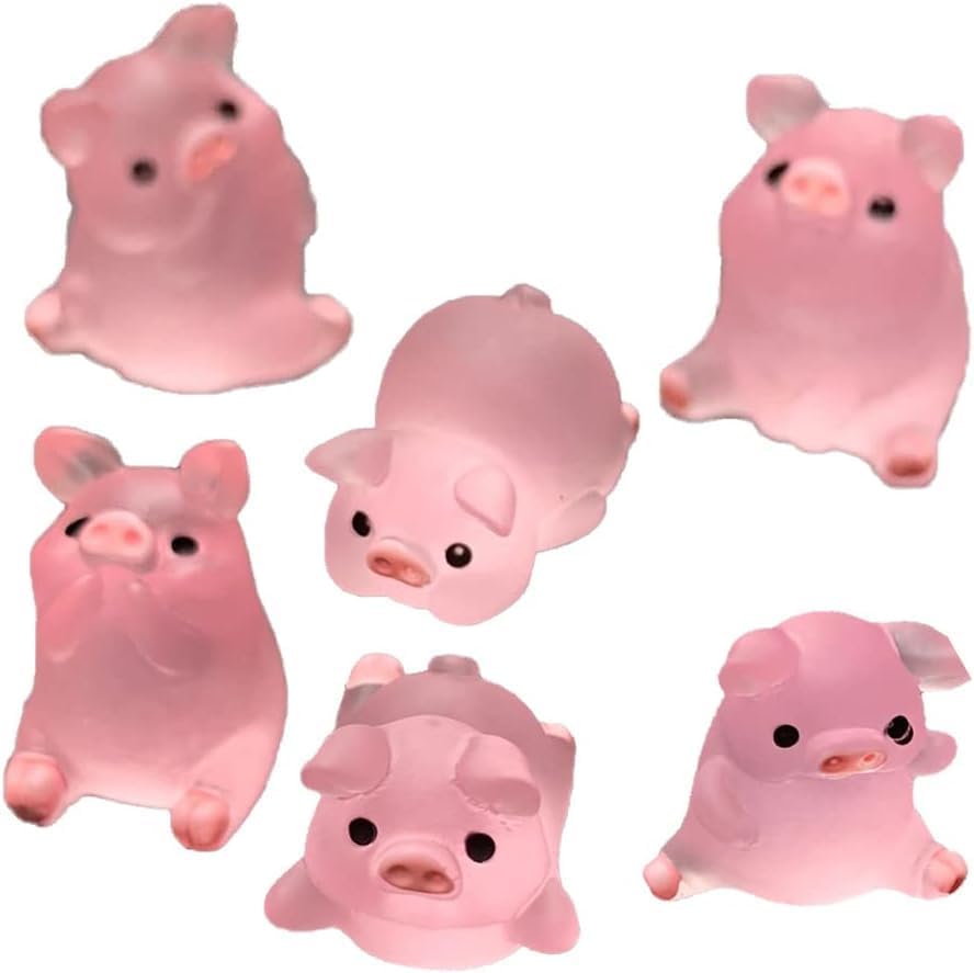 5Pcs Cute Pink Piggy Figures Car Dashboard Ornament Pig Figurine Ornament Resin Pig Desktop Figurine Decoration DIY Crafts for Auto Home Office Desk Collectible Dolls Collectible Dolls Home