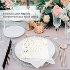 Stylish White and Gold Napkins for Party - 100 Pack of Gold Holiday Napkins - 6.5 x 6.5 Inch White and Gold Paper Napkins - 3-Ply Gold Luncheon Napkins - Wedding Napkins