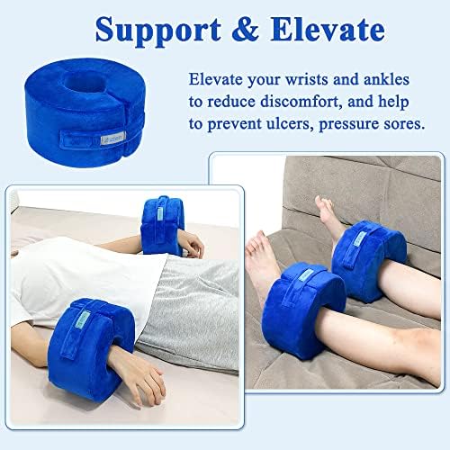 Zelen Foot Elevation Pillows Ankle Wedge Foot Support Pillow Heel Protectors for Pressure Sores Leg Rest Cushion for Bed Sores Ulcer Sleeping Ankle Protector Elevated Foam (Medium, 1 Pair)