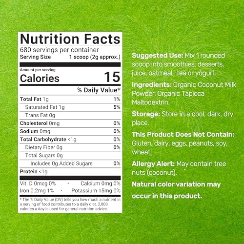 Unsweetened Organic Coconut Milk Powder, 3lbs – Dairy Free Creamer Alternative – Sugar Free Raw Flavor – Rich Source of MCT Oil – Great for Coffee or Tea – Non-GMO, Plant Based, Keto