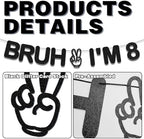 Bruh I'm 8 Banner, Happy 8th Black Glitter Birthday Decorations, Cheers to 8 Years Hello Eighth Funny Party Sign Party Decorations for Boy Girl Teens Supplies