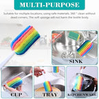 Bottle Brush 4PCS with Straw Brush 4PCS Sponge Cleaning Brushes Long Handle Scouring Pad Scrub Brushes for Kitchen Clean Baby Bottle Glasses Mugs Cups Straw (4PCS+Straw Brush 4PCS)