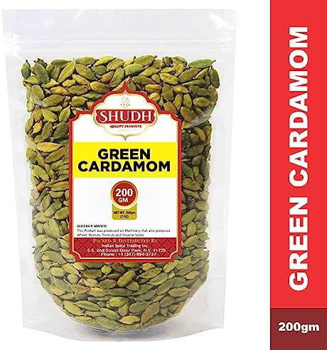 SHUDH GREEN CARDAMOM 200 GM | 7 oz Green Cardamom Pods Spice (Hari Elachi) ~ All Natural | Vegan | Gluten Friendly | NON-GMO | Product of India