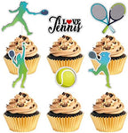 Femade Tennis Collection Cupcake Toppers,Trophy,Tennis,I Love Tennis Sign, Funny Kit Ball games Cupcake Toppers, Sport Theme Party Supplies.18 Pcs