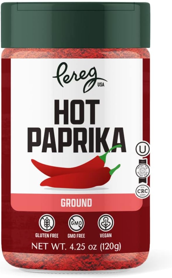 Pereg Hot Paprika Powder (4.25 oz) - Gourmet Ground Chilli Powder - Non-GMO, Gluten-Free - Bulk Spices & Seasoning