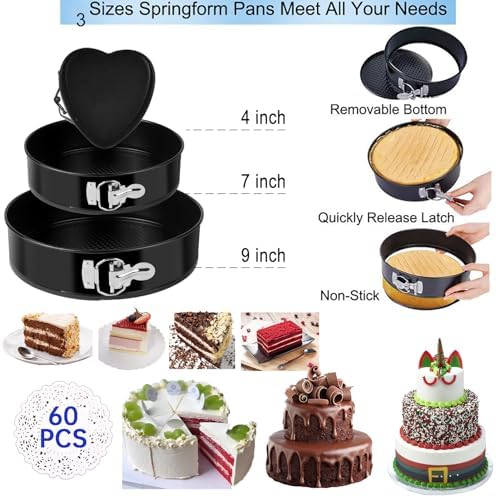 Cake Decorating Kits 567 PCS Baking Set with Springform Pans Set, Rotating Turntable, Decorating Tools, Cake Baking Supplies for Beginners and Cake Lovers (567 PCS Cake Decorating Kits)