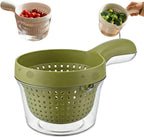 Kitchen Dual-Layer Draining Basket with Handle,Kitchen Strainer Colander Bowl Set,Fruit Washing Bowl with Strainer,Double Drain Plastic Fruit Washing Bowls,for Vegetables Berry Tomato Grape