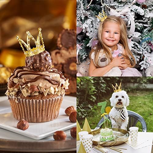 9 Pcs Crown Cake Topper Mini Gold Crown Queen Crown Small Princess Crown Cup Cake Topper Decoration
