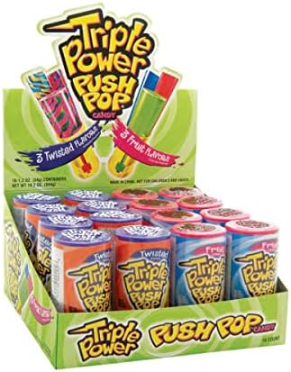Topps Triple Power Push Pop Candy, 1.2 Ounce -- 16 per case.