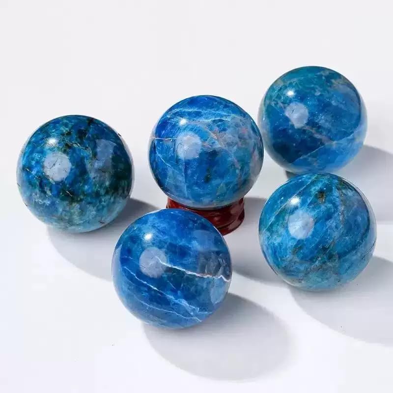 Blue Apatite Crystal Ball - Quartz Crystal Sphere - Polished Blue Apatite Stone Ball Decor Orb for Meditation & Feng Shui Office Decor, Protection and Energy Cleansing (40-50mm)