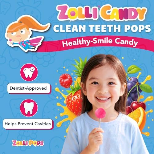 Zollipops Clean Teeth Lollipops, Anti Cavity with Xylitol, Sugar Free Candy for a Healthy Smile Great for Kids, Diabetics and Keto Diet, Natural Fruit Variety, 5.2oz