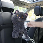 Tissue Box Cover Plush Tissue Box Holder for Car, Home, Decorative Holder/Organizer for Bathroom Vanity Countertop, Nightstands, Office Desk-Cat