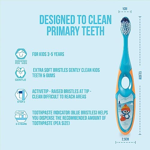 Jordan* ® | Step 2 Kids Toothbrush | 3-5 Years, Soft Bristles, BPA Free,4 Pack | Pink