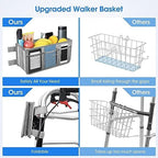 Dotday Upgraded Walker Basket with Cup Holder, Foldable Walker Bag with Large Capacity & Never Tipping Over, Not Fit for Rollator - Grey