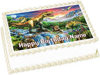 Dinosaurs 1/4 sheet (10.5 x 8 in.) Edible cake topper image Birthday Party Decoration.