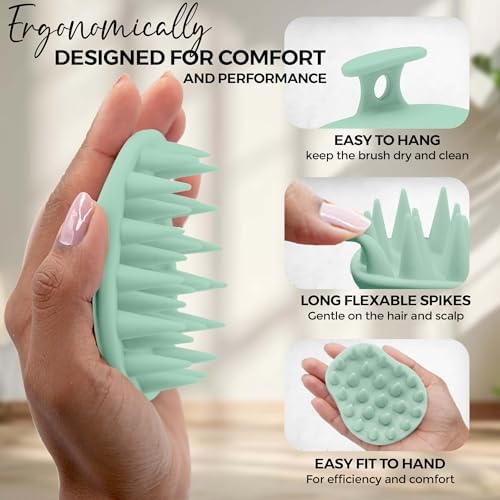 Fiora Naturals Scalp Massager Shampoo Brush - Silicon Scalp Scrubber & Exfoliator for Dandruff Removal and Hair Growth, Brush for Wet & Dry Hair, for Men, Women, Kids - BPA Free