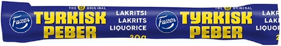 10 Sticks x 20g of Fazer Lakritsi Tyrkisk Peber - Original - Finnish - Filled - Black Liquorice (Licorice) - Candies - Sweets