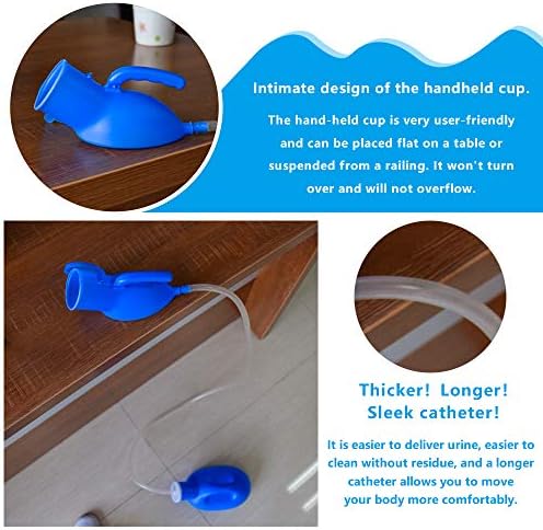 2000ml Portable Urinal for Men, Large Capacity Bedside Urinal with Lid & Tubing, Leak Proof Travel Urinal for Car Camping Outdoor, Male Urinal Set for Nighttime Use with Funnel Brush