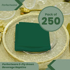 Perfectware 2 Ply Hunter Green Beverage Napkins- Pack of 250ct