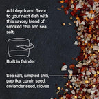Papa Palermo Smoked Chili Pepper Sea Salt Seasoning with Grinder, Kosher, All Natural, No Additives, 7.2oz