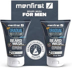 MENFIRST 3-in-1 Gradual Gray Beard Wash Shampoo for Men – Grey Reducing Beard Dye for Darker Shades – Hypoallergenic Harsh Chemical-Free Beard Cleanser for Men – 4.6 Fl Oz