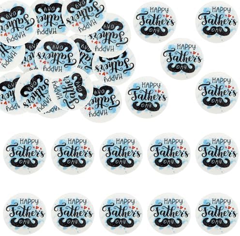 Gyufise 54Pcs Edible Happy Father's Day Cupcake Toppers Wafer Paper Love Dad Cake Toppers Edible Best Dad Ever Cupcake Picks for Father Day Theme Birthday Party Cake Decorations Black