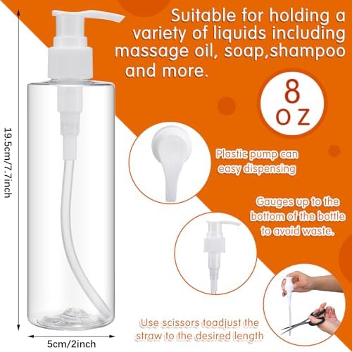 Eaasty 6 Sets Massage Bottle Holster Adjustable Single Holster and 8 oz Plastic Pump Dispenser Bottles for Lotion Massage Oil, Black