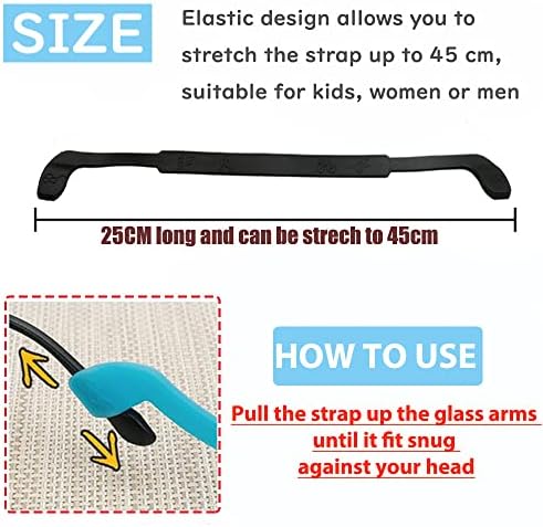 SAIGO Glasses Strap Anti-Slip Silicone Eyeglass Strap Eyewear Retainers Sports Elastic Soft Sunglass Cord Holder for Kid Boys and Girls, Men, Women, 2PCS/Clear