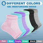 TEAWOO Moisturizing Heel Socks - 6 Pairs for Dry Cracked Feet, Toeless Gel Socks for Hydration and Repair