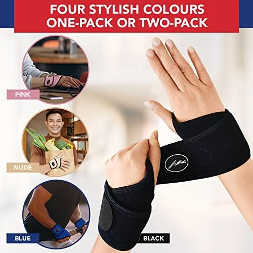 Doctor Developed Wrist Brace, Wrist Wraps for Carpal Tunnel Arthritis, Tendonitis, Hand Support, Ideal for Fitness, Weightlifting - Handbook Included (Medium - 2 Pack)