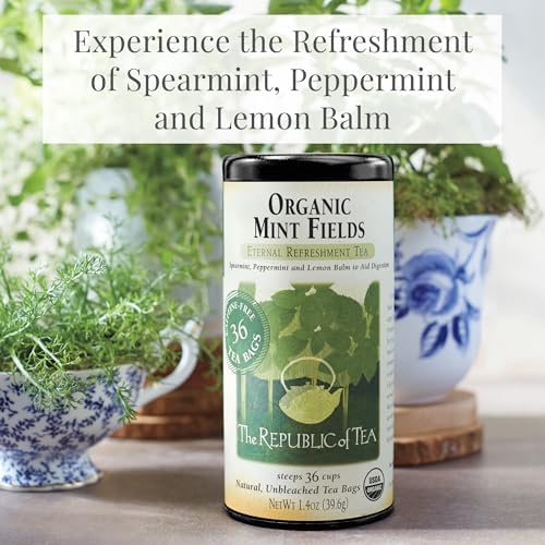 The Republic of Tea – Organic Mint Fields Herbal Tea Bags, Caffeine Free, 36 Servings