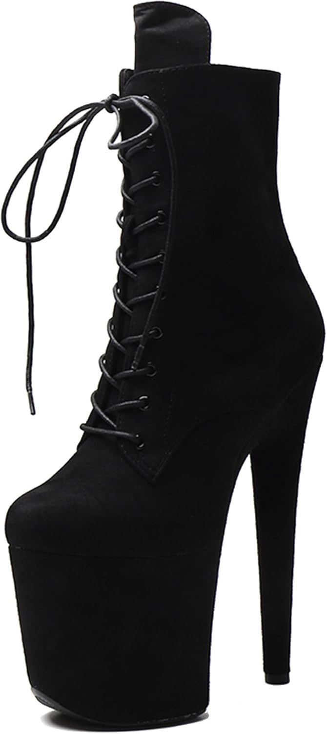 WUXIN H&P 8 Inch Pole Dance Boot Shoes, Exotic Stiletto Platform Heels