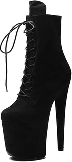 WUXIN H&P 8 Inch Pole Dance Boot Shoes, Exotic Stiletto Platform Heels