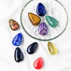 Natural Deep Amethyst Palm Stone, 1.25"-2" Polished Worry Stone, Water Drop Shape Pocket Healing Crystal Gem Stones for Chakra Balancing, Reiki Healing and Crystal Grid