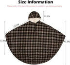 Sqodok Wheelchair Warm Blanket with Hat, Fleece-Lined Wheelchair Cape with Hood, Cold-Proof Shawl for Adults, Winter Poncho Cape Coat for Elderly