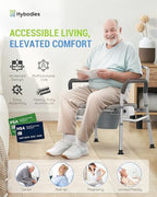 Heavy Duty Bariatric Commode, 4-in-1 Portable Bedside Commode or Over-Toilet Chair, Extra-Wide | Adjustable Height | Easy to Clean, Handicap Commode Chair for Eldery, Disabled People