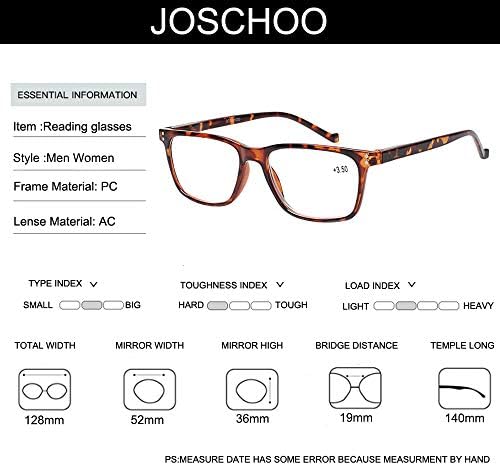 OSCHOO 5 Pack Reading Glasses Men Women Medium Spring Hinges Comfortable Glasses for Reading (5 Tortoise, 2.5)