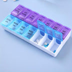 7-Day Pill Organizer, 14 Compartment Double Row Large Capacity Weekly Pill Box, Portable Easy Open Lid Medicine Storage Case for Pills, Vitamins, Supplements – Compact Travel Design